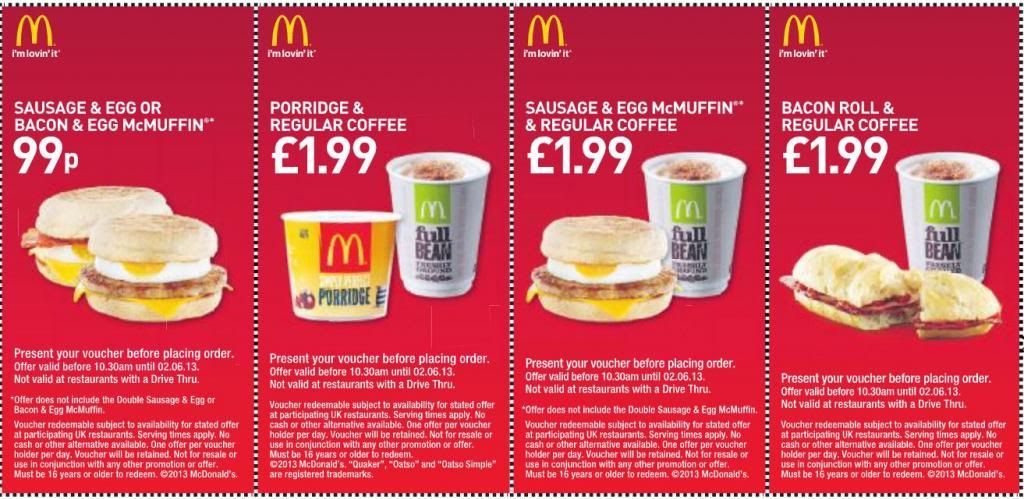 McDonald&rsquo;s Breakfast Vouchers Printable