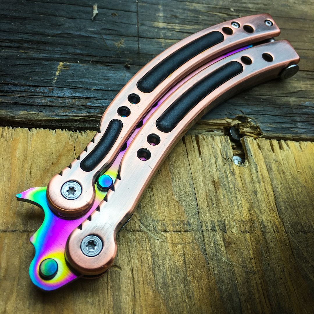 CSGO Rainbow Fade Practice Knife Balisong Butterfly Tactical Combat