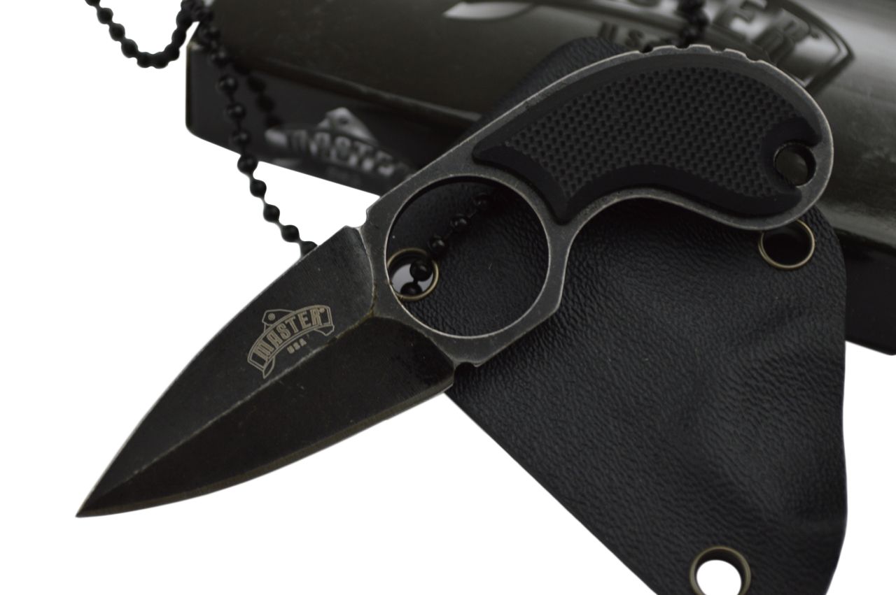 3.25" G10 Fixed Blade Necklace Knife Spear Finger Hole Neck Tactical Combat