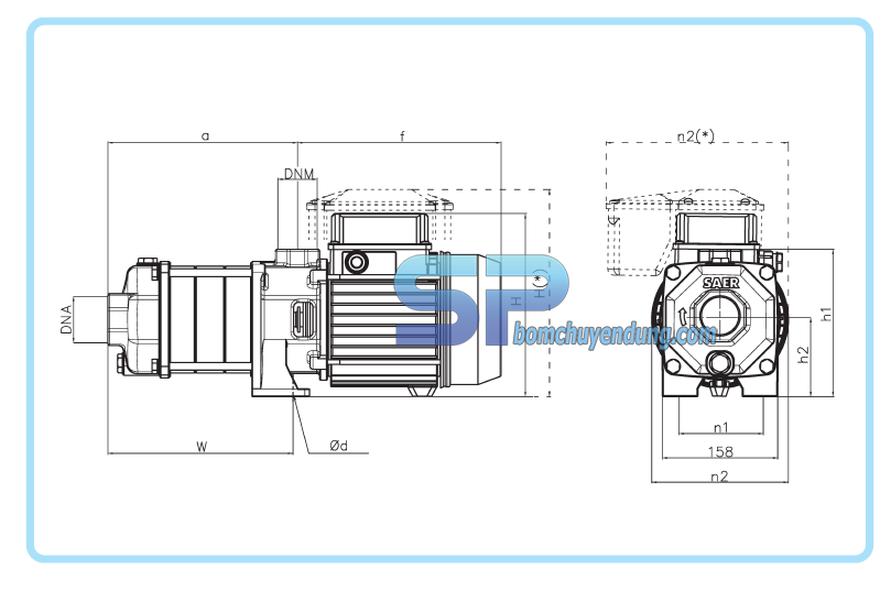 Sơ đồ cấu tạo máy bơm ly tâm trục ngang đa tầng cánh Saer OP402 07.5kW bom-ly-tam-truc-ngang-da-tang-canh-saer-op40/2-0.75kW-02